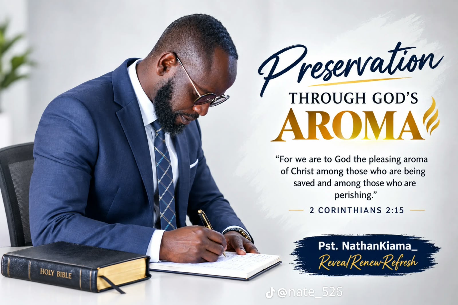 Pastor Nathan Kiama sharing a message about preservation through God's aroma